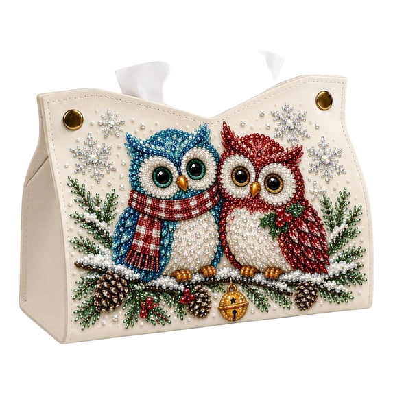 Christmas Diamond Art Tissue Box Cover, DIY Pearl Art Kit For Adults, Leather Decor Tissue Holder For Beginners & Craft Lovers