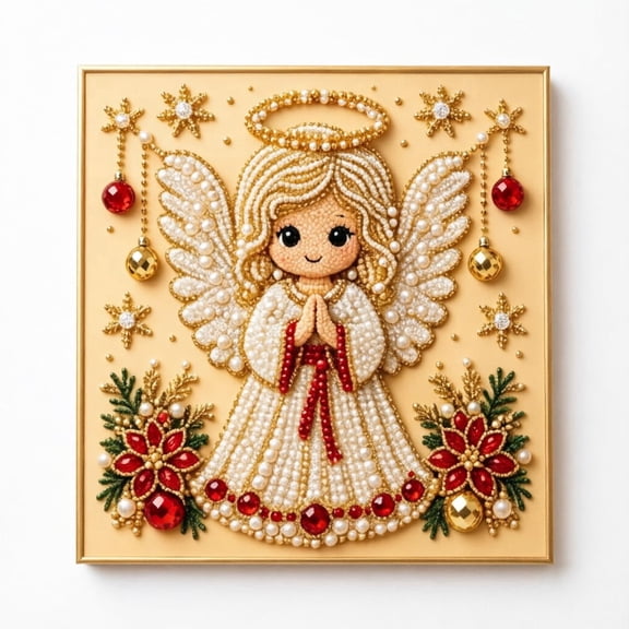 Christmas Diamond Painting Kit, Angel Design, Festive Christmas Wall Art for Home Holiday Decor, DIY Craft Set for Adults and Kids