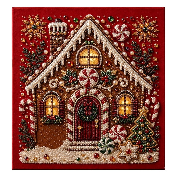 Christmas Diamond Painting Kit Full Drill Rhinestone Art Framed Canvas Wall Hanging for Holiday Home Decor & Gift