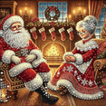 thumbnail image 1 of Christmas Diamond Painting Kit for Adults Featuring Santa and Mrs Claus, Festive Holiday Craft for Home Decor, Unique Christmas Gift 1 Pack, 1 of 5