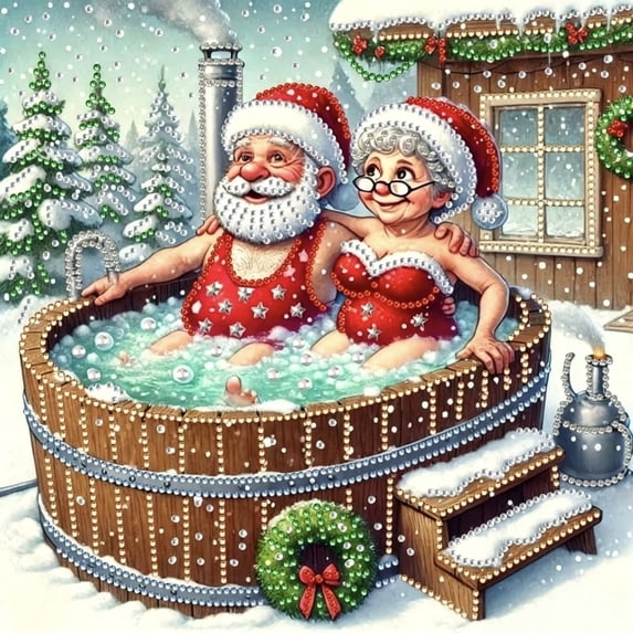 Christmas Diamond Painting Kit for Adults, Santa Claus and Snowman 5D Diy Rhinestone Mosaic Home Decor, Festive Winter Wall Art 1 Pack
