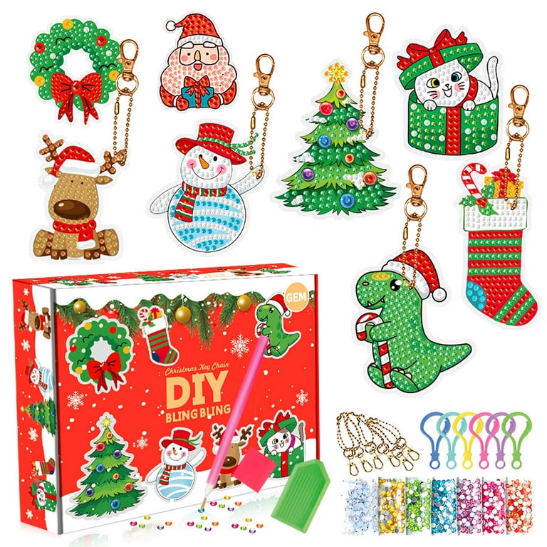 Christmas Diamond Painting Kits Christmas 2022 Advent Calendar, Christmas  Countdown Christmas Ornaments with 8 Keychains and Resin Ornaments, Gnome  Xmas Gift for Girls Boys 