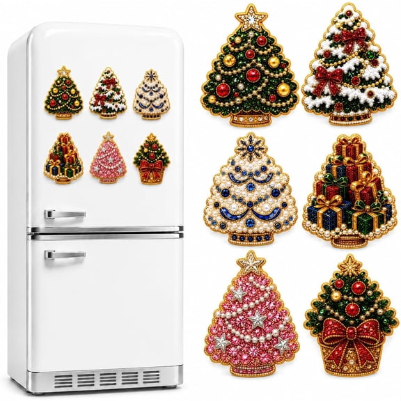 Christmas Diamond Painting Magnets, 6 Pcs DIY Fridge Magnet Craft Kit for Adults