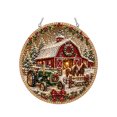 thumbnail image 1 of Christmas Diamond Painting Ornament Kit 7.87 x 7.87 Inch, Barn Scene with Tractor and Horses Design, DIY Craft Set for Holiday Tree Decor, 1 of 1