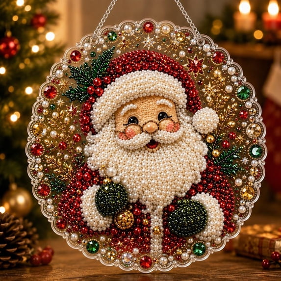 Christmas Diamond Painting Ornaments Kit, 9.84" 3D Sparkle Xmas Hanging Decorations, DIY Gem Art Craft Set for Adults & Craft Lovers, Holiday Tree Decor