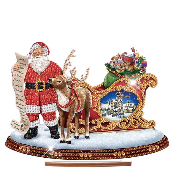 Christmas Diamond Painting Table Decoration, Santa Elk 5D DIY Diamond Art Table Decoration, Special Shape Gemstone Digital Kit Art Crafts Office Desktop Decoration