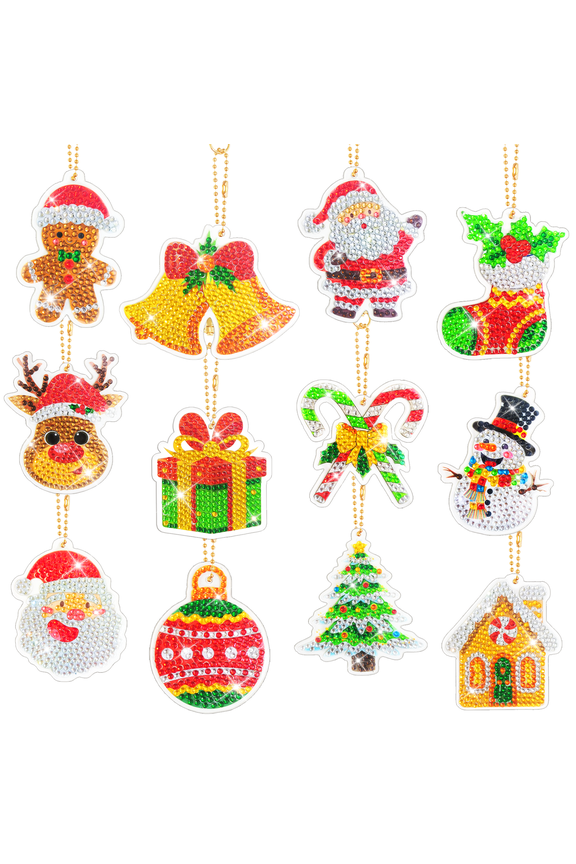 Christmas Diamond Keychains, 28pcs Diamond Art Keychain Kits Christmas, Christmas Diamond Painting Keychain for Christmas Party Decoration Favor