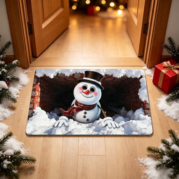 Christmas Diatomite Doormat Absorbent Entryway Rug, Mud Resistant Indoor Outdoor Mat, Quick Dry Short Pile Non Slip Rubber Backing, Easy Clean Front Door Mat for Winter Decor