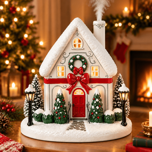 Christmas Diffuser, Christmas House Diffuser with Light and Mist, Christmas Diffusers for Home, Lighted Christmas Village Decor (1PC)