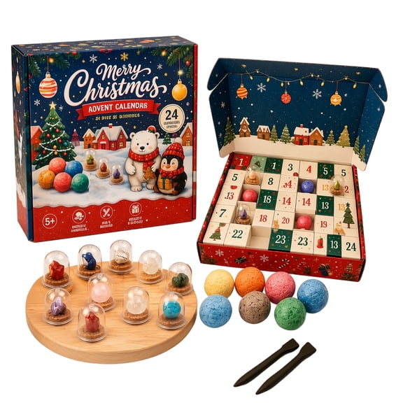 Christmas Dig Kit Advent Calendar 2026, 24 Days Christmas Countdown Gemstone Digging Excavation Kit, Mineral Crystal Dig Set with Tools, Educational Science Surprise Gift for Kids Ages 5+
