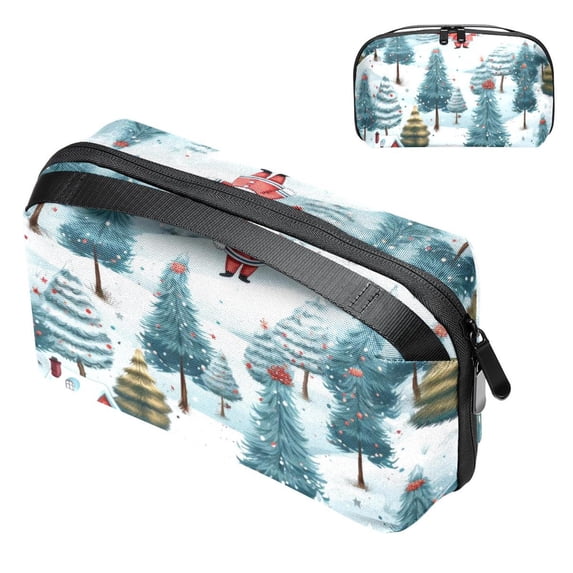 Christmas Digital Organizer Bag with Waterproof Oxford Cloth, 5.9x9.44x3.14 in, Hard Drive Bag, Digital Bag, Storage Box Small, Cable Organizer Clips Included