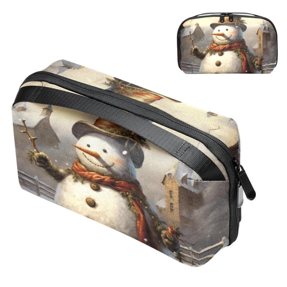 Christmas Digital Pouch with Oxford Cloth, Waterproof Travel Organizer and Charger Cable Storage Box, 5.9x9.44x3.14 in Digital Storage Bag Pouch