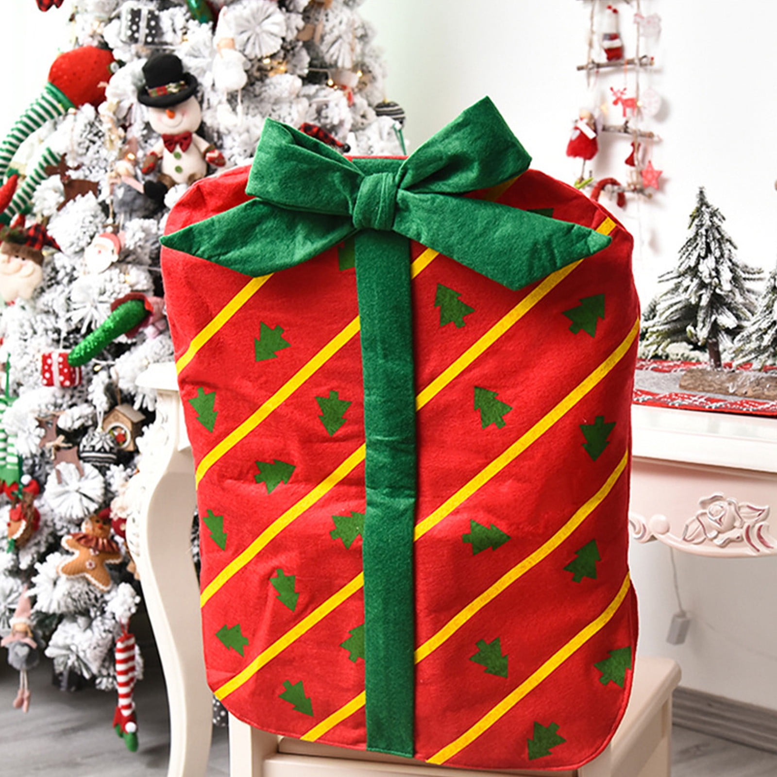 Christmas Dining Chair Back Covers Removable Washable Chair Protector