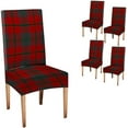 thumbnail image 1 of Christmas Dining Chair Covers Set of 4,Red Green Plaid Dining Chair Covers Stretch Parsons Chair Slipcover with Skirt Chair Covers for Dining Room Restaurant Banque,Style-16, 1 of 5