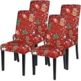 thumbnail image 1 of Christmas Dining Chair Covers Set of 4,Stretch Printed Kitchen Chair Cover Washable Spandex Xmas Parsons Chair Protector Slipcovers for Christmas Decoration,Holiday Party(Xmas Red), 1 of 7