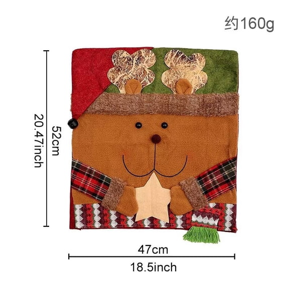 Christmas Dining Chair Slipcover, Cute Snowman Elk Santa Claus Back Chair Cover for Dining Room Chairs Holiday Decorations Xmas Indoor Decor