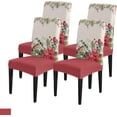 thumbnail image 1 of Christmas Dining Chair Slipcover, Eucalyptus Leaves Robin Poinsettia Holly Berry Pine Cones Stretch Covers Removable Parsons Protector for Kitchen Room Party, Set of 4 Christmassan3092, 1 of 6