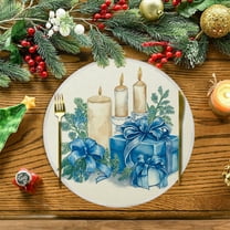 Christmas Dining Placemat Table Cover Heat Protective Mat 35x35cm Festive Kitchen Decor Washable Linen Place Setting for Holiday Meals