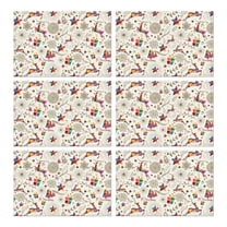 Christmas Dining Placemats Set of 6, 12x17 Inch Plastic Table Mats - Let it Snow Winter Theme for Holiday Party Indoor Outdoor