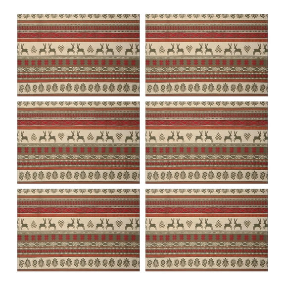 Christmas Dining Placemats Set of 6, 12x17 Inch Plastic Table Mats - Let it Snow Winter Theme for Holiday Party Indoor Outdoor