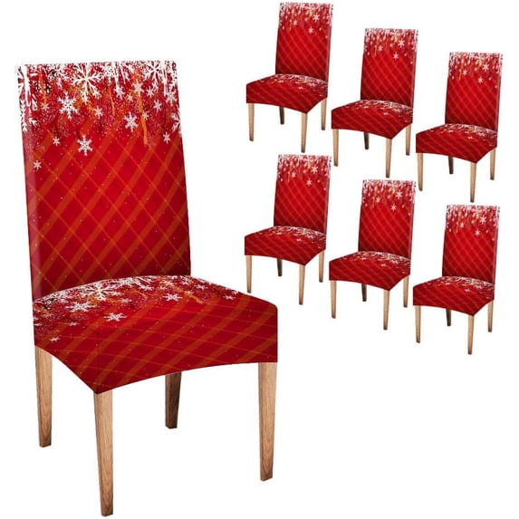 Christmas Dining Room Chair Covers Set of 6,Removable Washable Parson Chair Covers for Dining Room,Living Room,Kitchen Christmas Decorations