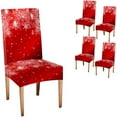 thumbnail image 1 of Christmas Dining Room Chair Covers Slip Covers for Chairs Red Christmas Falling Snowflakes Spandex Stretch Washable Chair Protectors Kitchen Chair Covers Set of 4 Chair Covers for Party, 1 of 6
