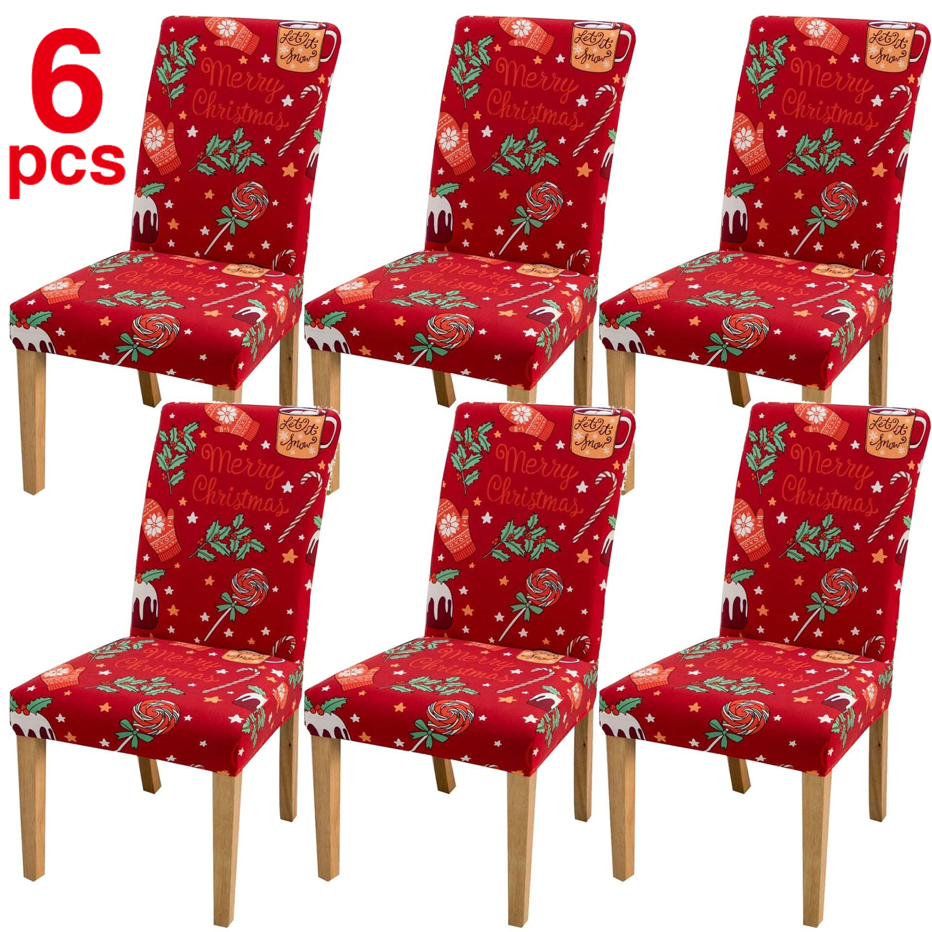 Christmas Dining Room Chair Slipcovers 6 Pack Stretch Spandex Chair