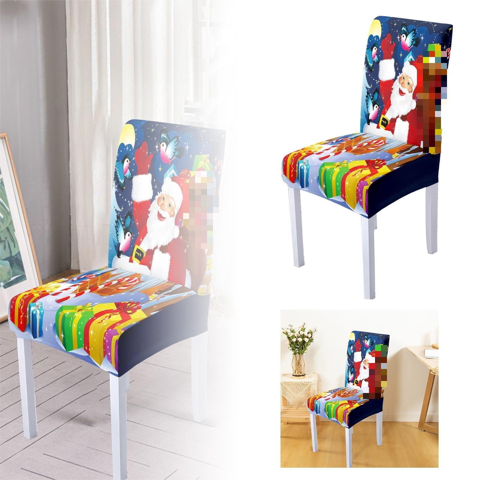 Christmas Dining Room Printed Chair Cover Stretch Christmas Chair