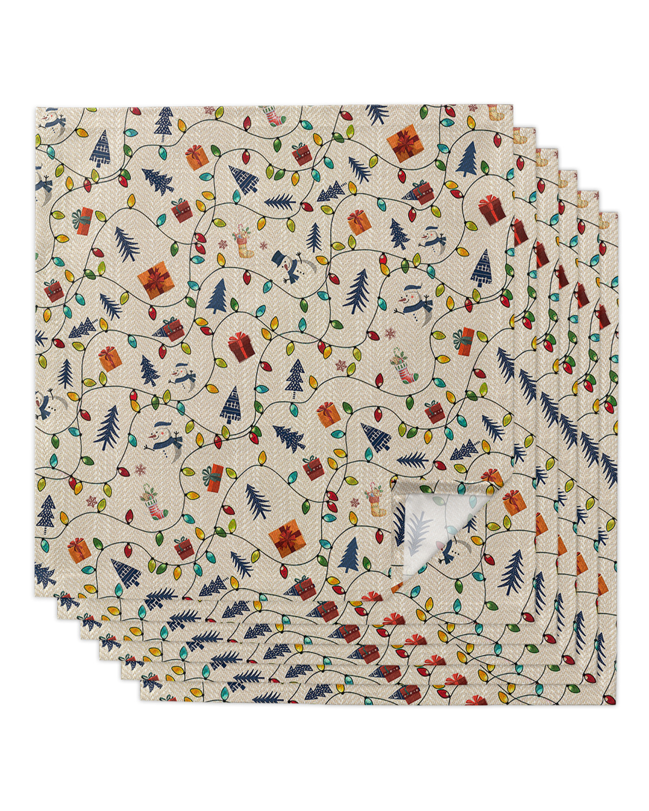 Christmas Dinner Napkins Cloth Set of 6, Polyester Napkins 20 x 20 Inch