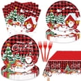 thumbnail image 1 of Christmas Dinnerware Set, 97 Piece Disposable Party Supplies for 24 Guests, Holiday Plates and Napkins with Forks & Tablecloth, Xmas Themed Table Decor for Holiday Party, 1 of 7