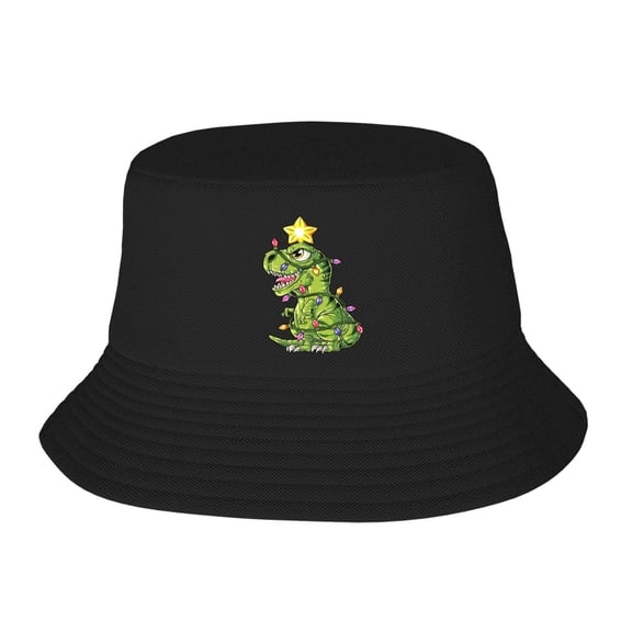 Christmas Dinosaur Bucket Hat For Womens And Mens Outdoor Beach Fisherman Hat Sun Hat
