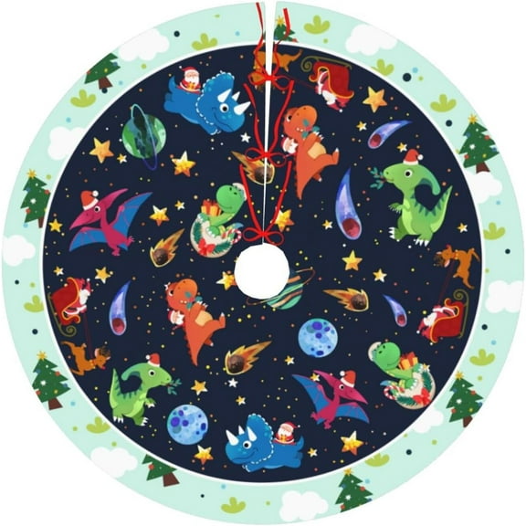 Christmas Dinosaur Christmas Tree Skirt Xmas Tree Mat Halloween Christmas Tree Ornaments Decorations Holiday Party Indoor Outdoor 36"