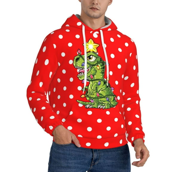 Christmas Dinosaur Hoodie Men Unisex 3d Fleece Hooded Sweatshirt Xx-Large