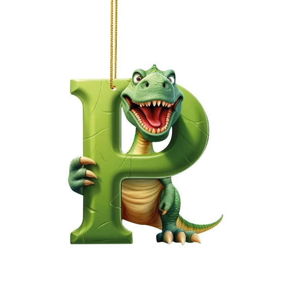 Christmas Dinosaur Ornaments 26 Letter Cartoon Pendant, Acrylic Dino Figures Hanging Gift for Xmas Tree, Funny Dinosaur Decor for Kids, Christmas Dinosaur Cartoon Pendant, Christmas Decor