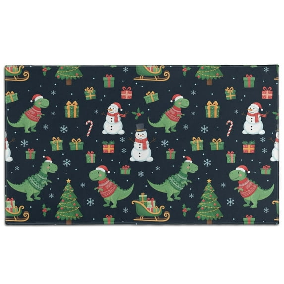 Christmas Dinosaur Pattern Door Rugs,Washable Non Slip Door Mats Indoor,Decorative Door Mats,Entry Mat Indoor for Entrance,Bedroom,Kitchen,Bathroom,17"x30"