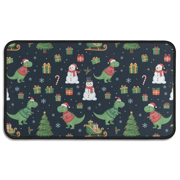 Christmas Dinosaur Pattern Door Rugs,Washable Non Slip Door Mats Indoor,Decorative Door Mats,Entry Mat Indoor for Entrance,Bedroom,Kitchen,Bathroom,30"x17"