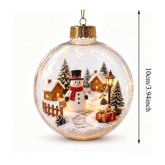 Christmas Diorama Ornament, Lighted 3D Scene LED Snow Globe Bauble Clear Hanging Decor for Xmas Tree Window Mantel Holiday Party Christmas Gift (3.94 In)
