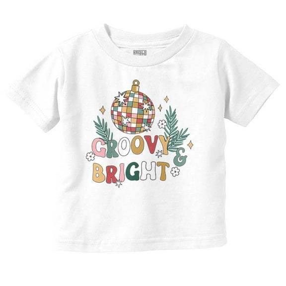 Christmas Disco Ball Groovy Bright Toddler Baby Graphic T Shirt Brisco Brands 2T