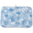 thumbnail image 1 of Christmas Dish Drying Mat 18x24 Inch White Blue Snowflake Winter Dish Drainer Protector Pad for Kitchen Counter Absorbent Snowflake Xmas Drying Pad for Drainer Rack Kitchen Fast Dry, 1 of 7