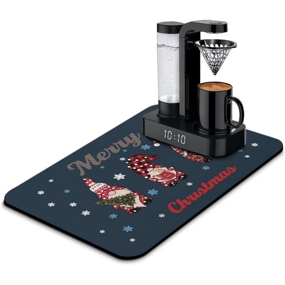 Christmas Dish Drying Mat 23x15in,Christmas Drying Mat for Kitchen Counter,Absorbent Hide Stain Anti-Slip Coffee Bar Accessories Fit Under Coffee Machine Mat,Dish Drying Mats for Kitchen