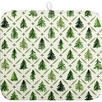 Christmas Dish Drying Mat for Kitchen Counter 16x18 Inch Sage Green Xmas Tree Drying Mats Winter Holiday Dish Drainer Pad Microfiber Absorbent Dish Draining Mat for Coffee Bar