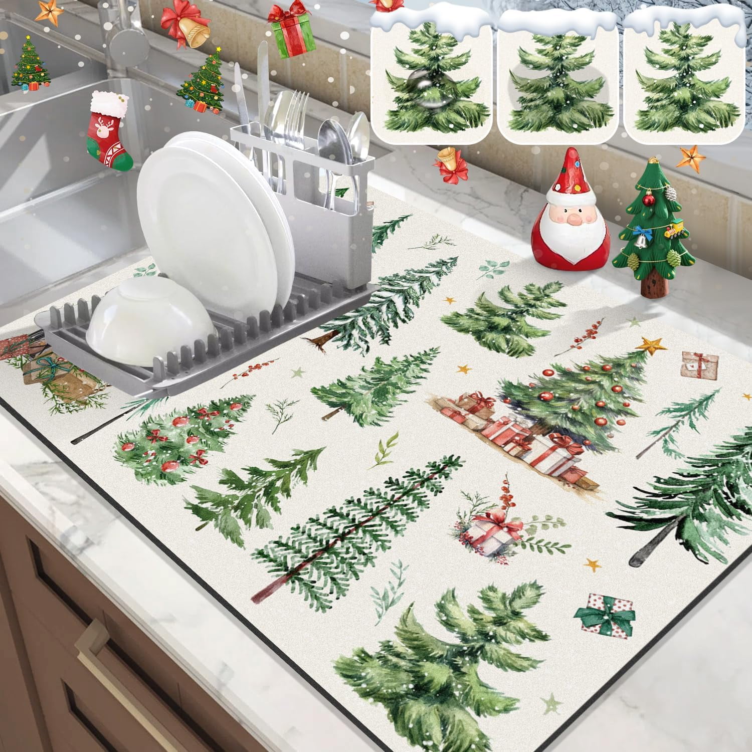 Christmas Dish Drying Mat