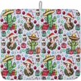 thumbnail image 1 of Christmas Dish Drying Mat for Kitchen Counter, Western Cow Cactus Xmas Balls Botanical Rustic Baby Bottle Microfiber Drying Pad, Absorbent Coffee Cup Dishes Drainer Mats 16"x18", 2 Pcs, 1 of 4