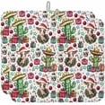 thumbnail image 1 of Christmas Dish Drying Mat for Kitchen Counter, Western Cow Cactus Xmas Balls Botanical Rustic Baby Bottle Microfiber Drying Pad, Absorbent Coffee Cup Dishes Drainer Mats 16"x18", 2 Pcs, 1 of 6