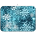 thumbnail image 1 of Christmas Dish Drying Mat Teal Blue White Snowflake Absorbent Dishes Drainer Pad 16 x 18 Inch, 1 of 7