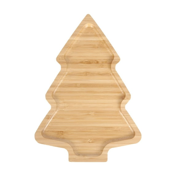 Christmas Dishes Wooden Serving Tray, Tree Shape Sushi Plate Tray for Restaurant and Home