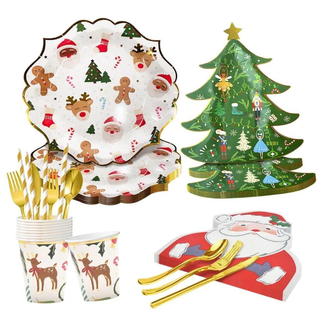 Christmas Disposable Dinnerware Set STF9 - Serves 16 - Holiday Party ...
