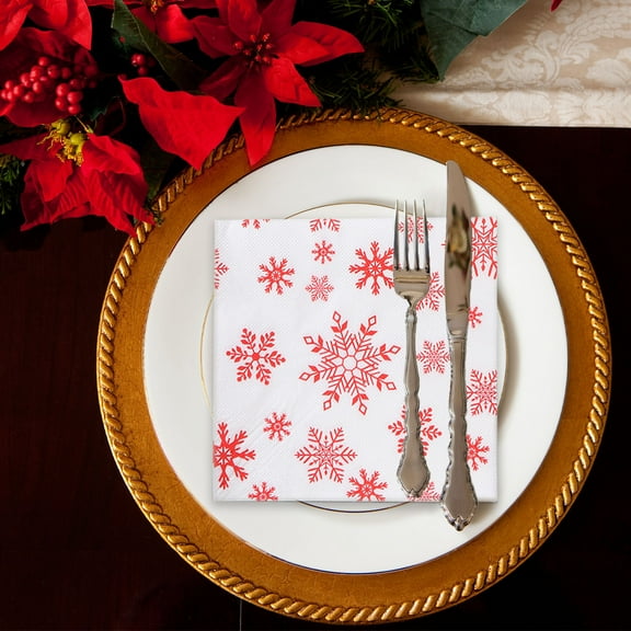 Christmas Disposable Napkins 6.5x6.5 Inch – 20 Count Biodegradable Holiday Paper Napkins with Multicolor Snowman Santa Designs for Party Tableware Supplies Clearance