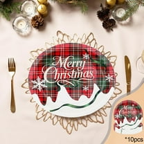 Christmas Disposable Paper Plates, 10-Piece Party Supply Set for Holiday Gathering, Festive Tableware for Birthday and Family Celebration(A)