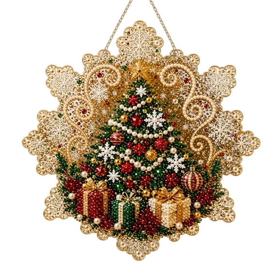 Christmas Diy Pearl Diamond Art Kits For Adults Diy Diamond Painting Craft Hanging Suncatcher Snowflake Special Shape Acrylic Decorations Holiday Wall Door Home Decor Craft Gift(8In)